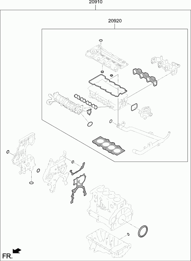 KIA 20910-2AU04 - Комплект прокладок, двигун autozip.com.ua