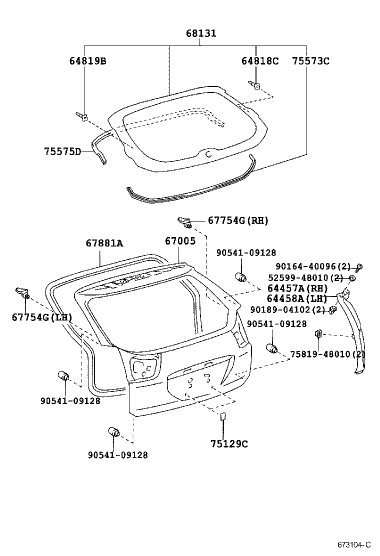 LEXUS 68105 48250 - Заднє скло autozip.com.ua