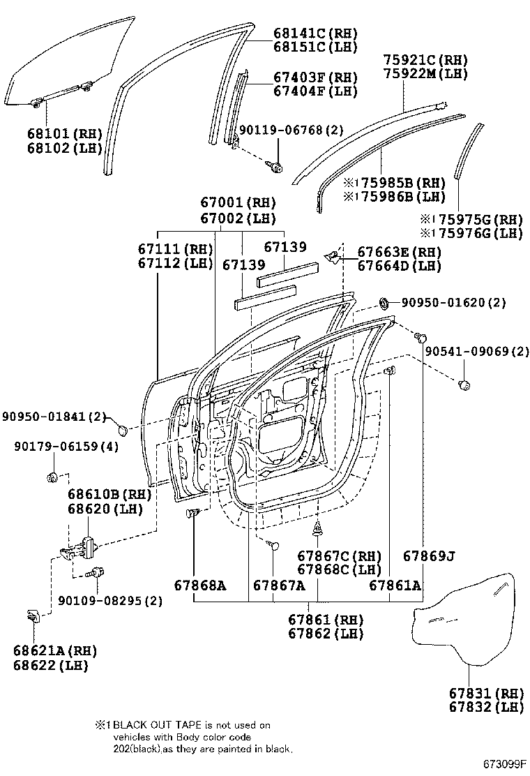 LEXUS 6810248070 - Бокове вікно autozip.com.ua