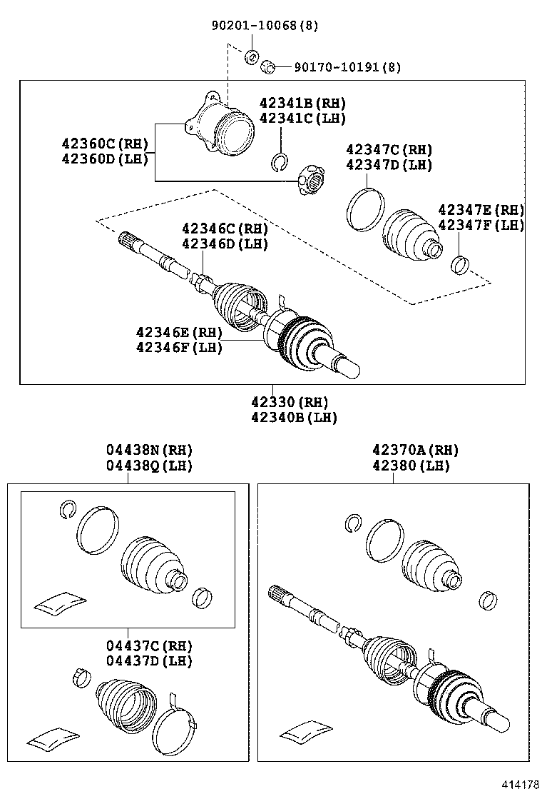 TOYOTA 42340-48110 - Шарнірний комплект, ШРУС, приводний вал autozip.com.ua