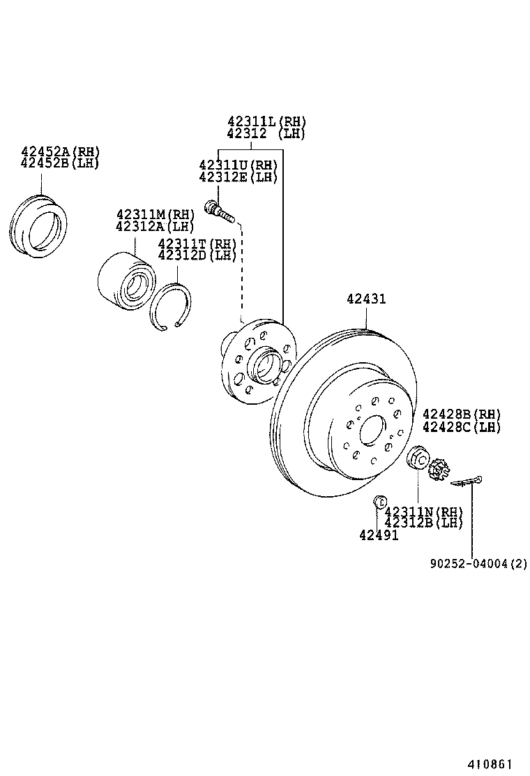 TOYOTA 42451-30010 - Ремкомплект, маточина колеса autozip.com.ua