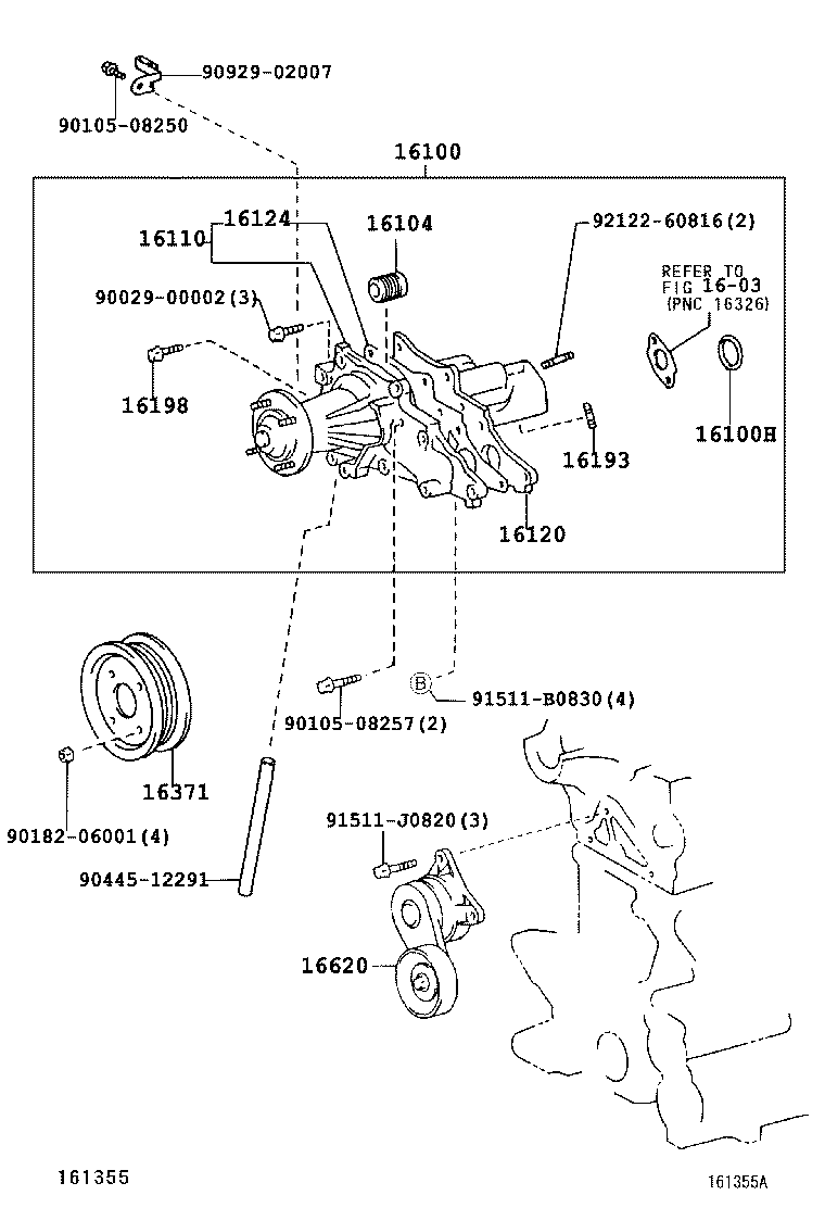 TOYOTA 16100-49876 - Водяний насос autozip.com.ua