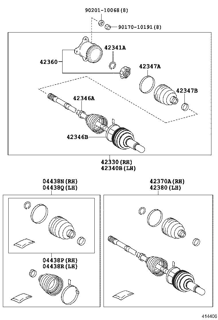 TOYOTA 42340-48140 - Шарнірний комплект, ШРУС, приводний вал autozip.com.ua