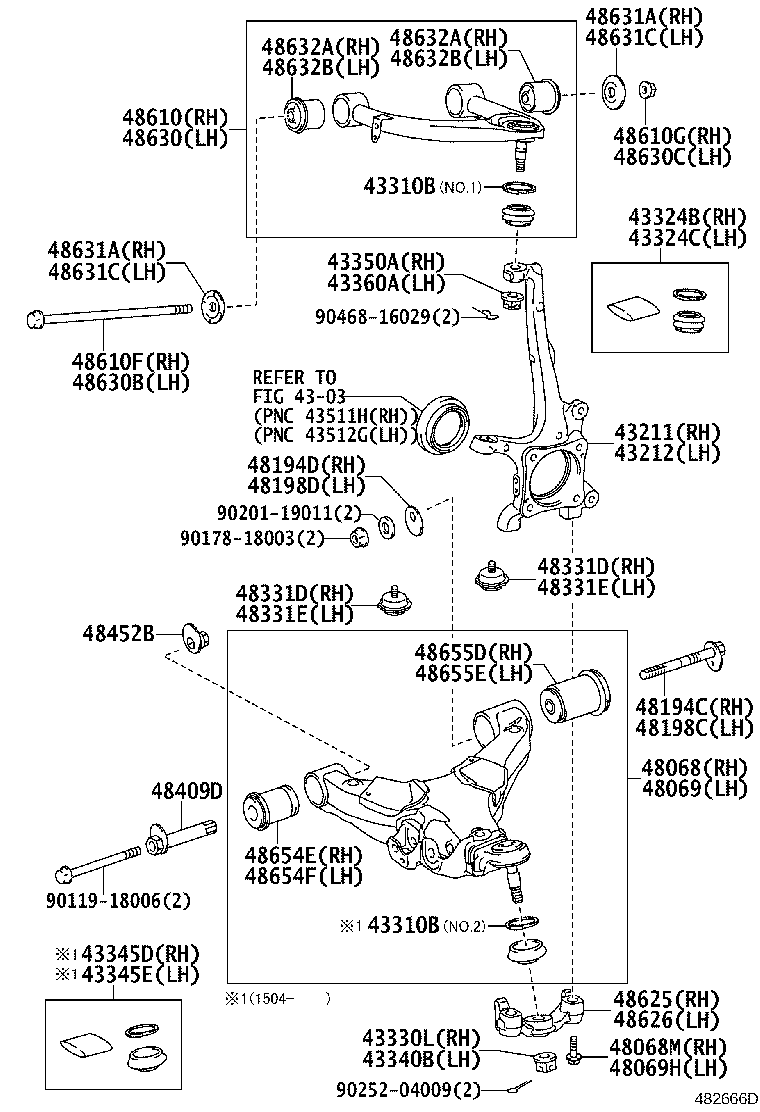 TOYOTA 43345-09015 - Ремонтний комплект, що несуть / напрямні шарніри autozip.com.ua