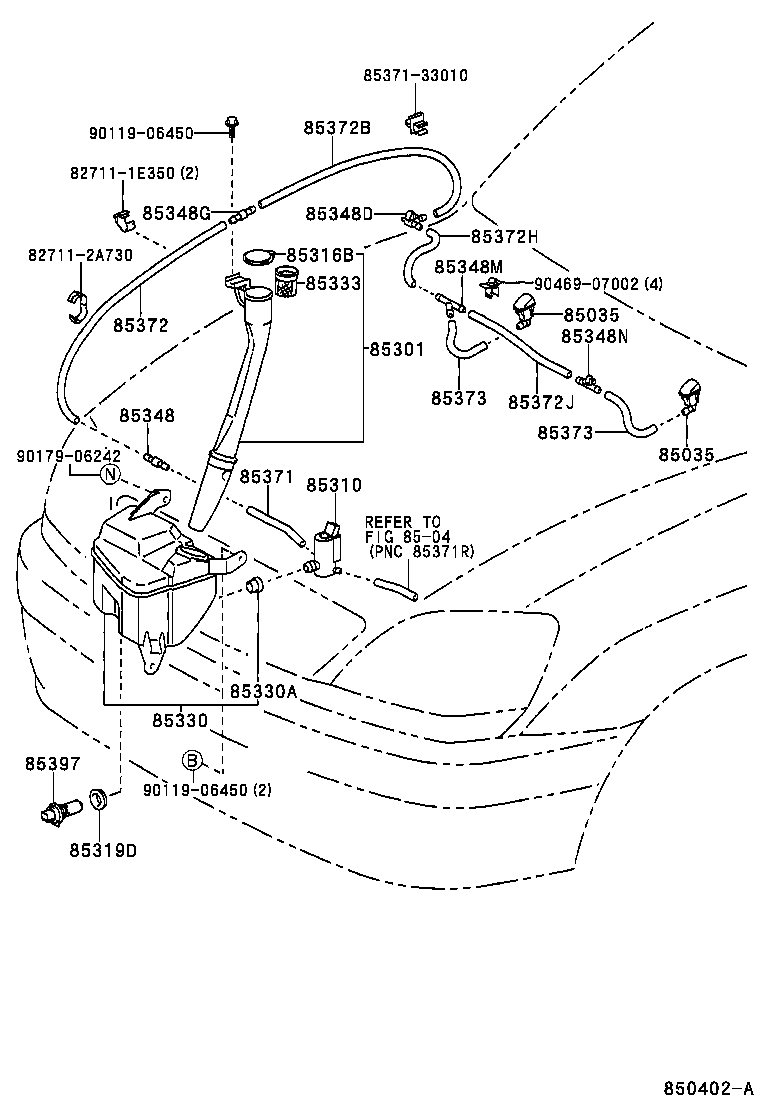 TOYOTA 8533020470 - Водяний насос, система очищення вікон autozip.com.ua