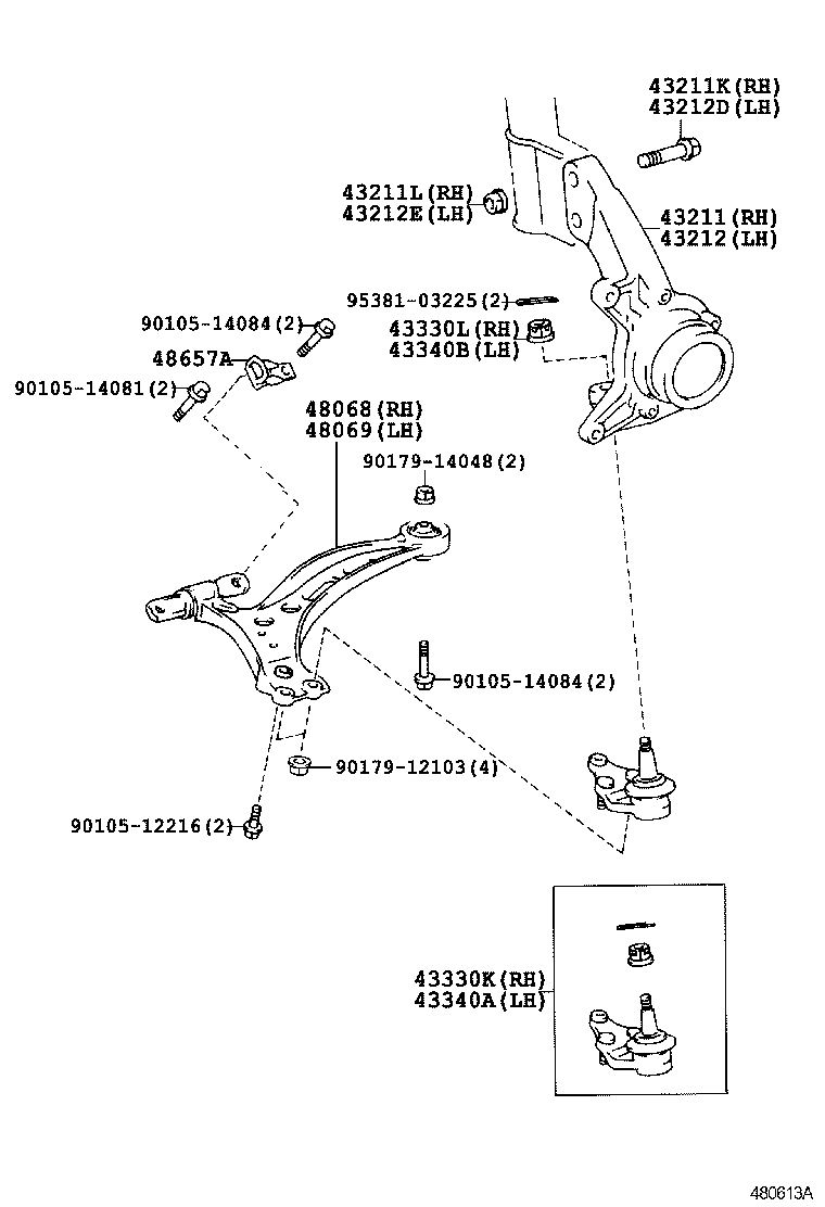 TOYOTA #48068-48010 - Важіль незалежної підвіски колеса autozip.com.ua