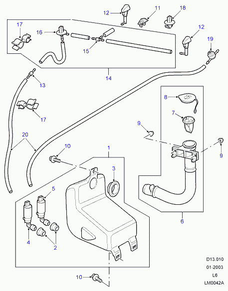 Land Rover DMC100550 - Водяний насос, система очищення вікон autozip.com.ua