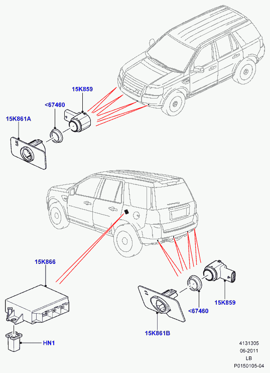 Land Rover LR005076 - Датчик, система допомоги при парковці autozip.com.ua
