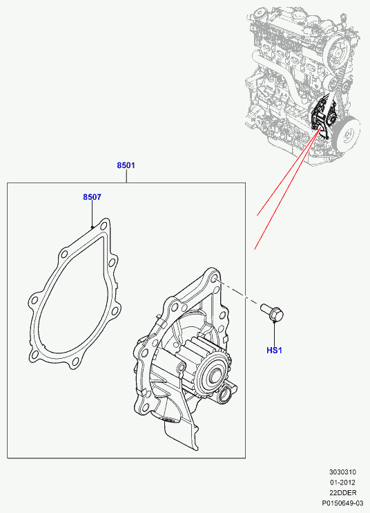 Land Rover LR011694 - Водяний насос autozip.com.ua