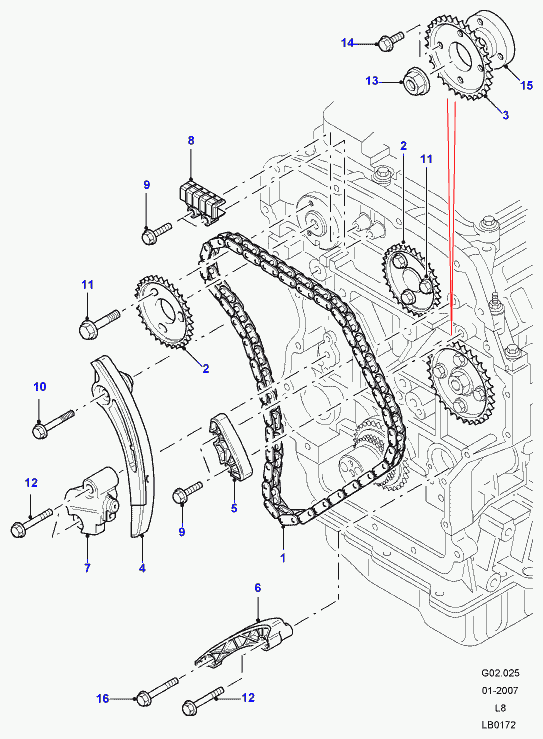 Land Rover LR 004457 - Ланцюг приводу распредвала autozip.com.ua