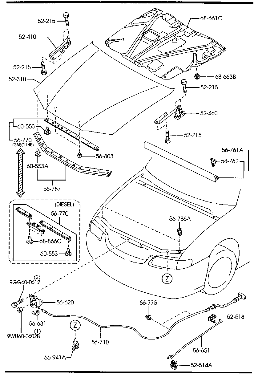 MAZDA GE4T-52-410 - Шарнір, капот autozip.com.ua