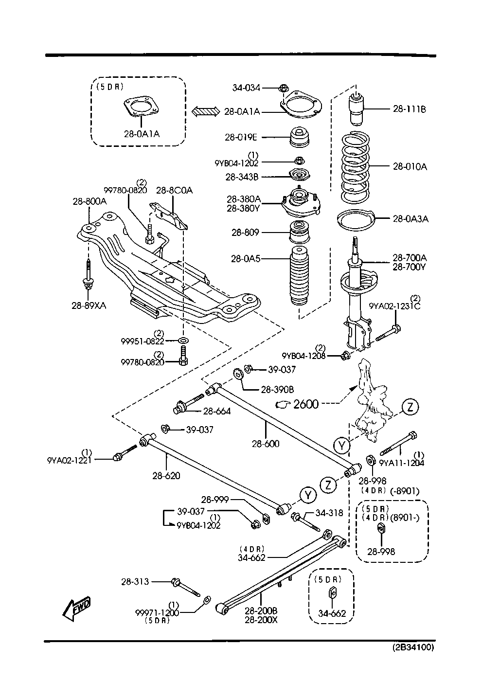 MAZDA B25D-28-111 - Пилозахисний комплект, амортизатор autozip.com.ua