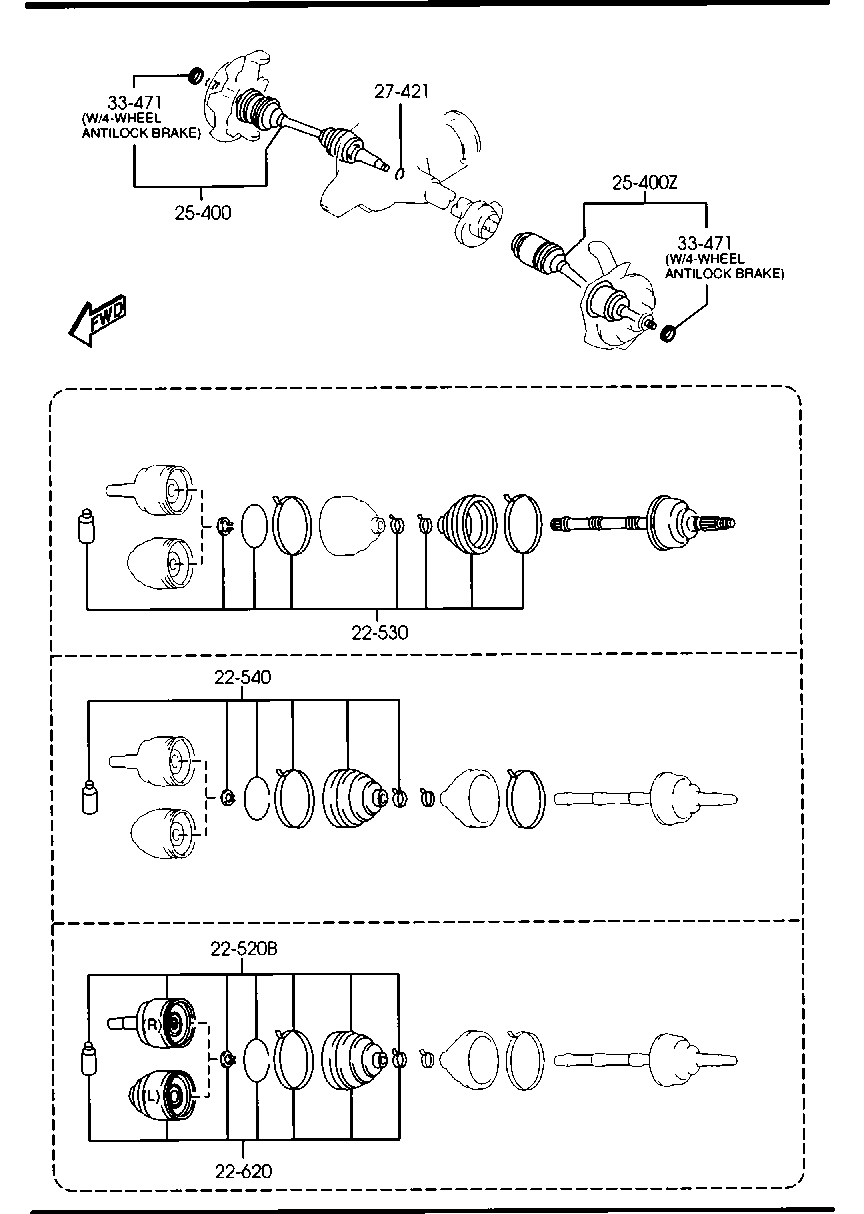 MAZDA #PP04-25-50XA - Шарнірний комплект, ШРУС, приводний вал autozip.com.ua