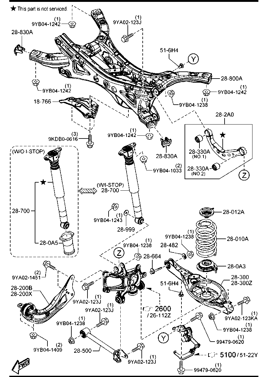 MAZDA B45A 28 500 - Тяга / стійка, підвіска колеса autozip.com.ua