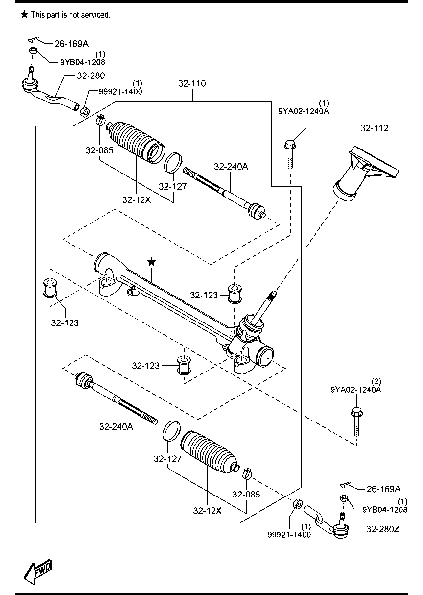 MAZDA GJR9-32-290 - Наконечник рульової тяги, кульовий шарнір autozip.com.ua