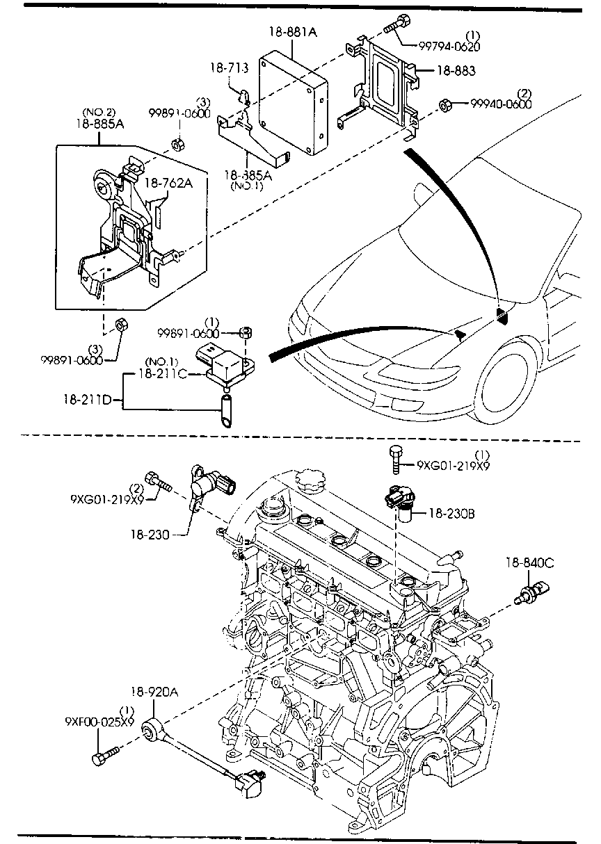 MAZDA L813-18-221A - Датчик імпульсів, колінчастий вал autozip.com.ua