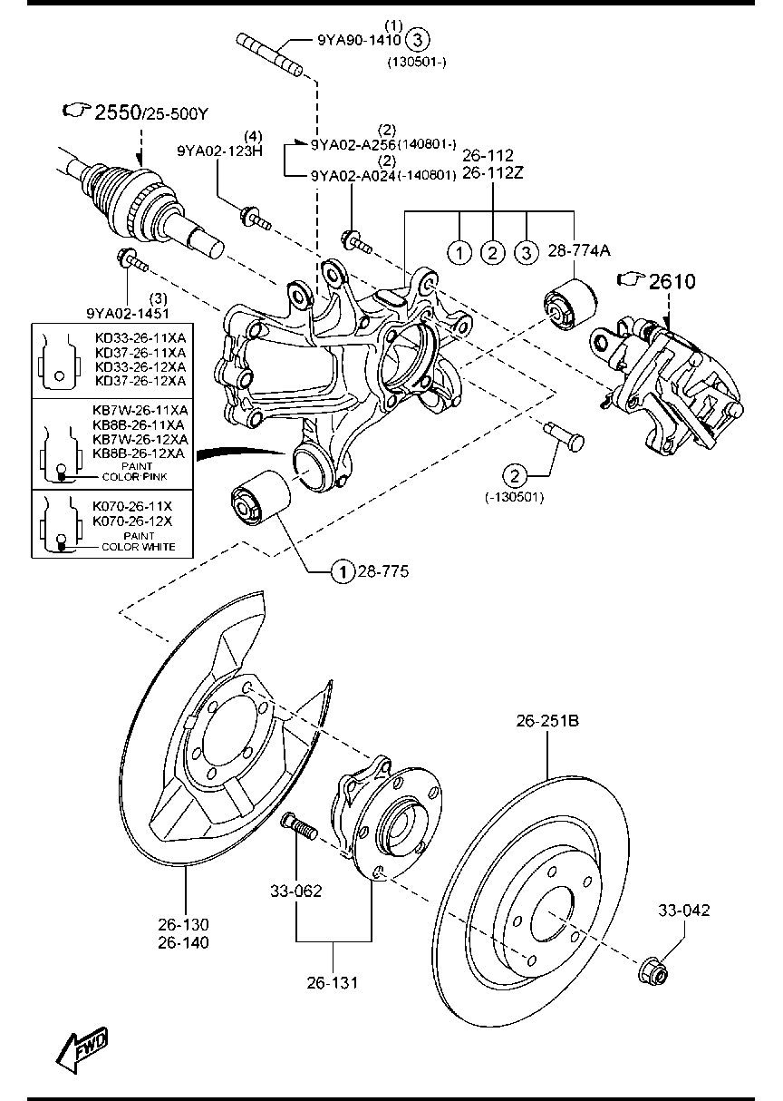 MAZDA KD35-28-430A - Сайлентблок, важеля підвіски колеса autozip.com.ua