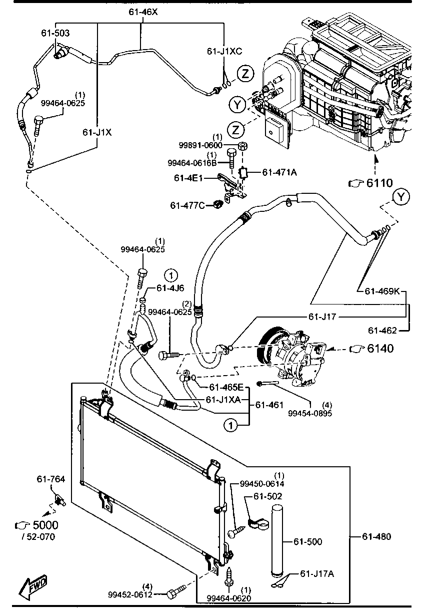 MAZDA GS1D-61-461B - Трубопровід високого тиску, кондиціонер autozip.com.ua