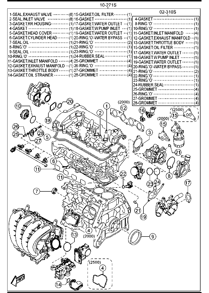 MAZDA 8LAA-10-271B - Комплект прокладок, двигун autozip.com.ua