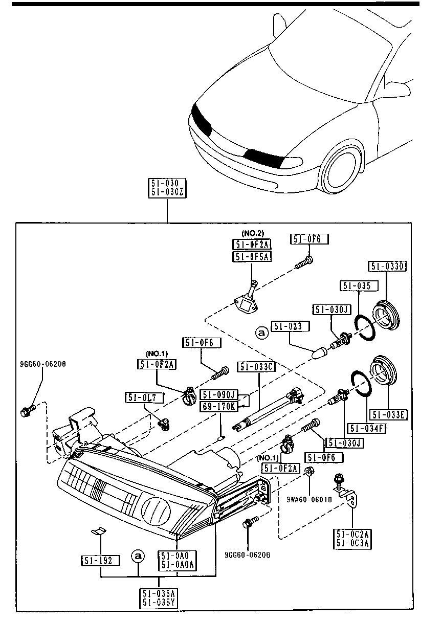 MAZDA GA7B-51-0F6 - Основна фара autozip.com.ua