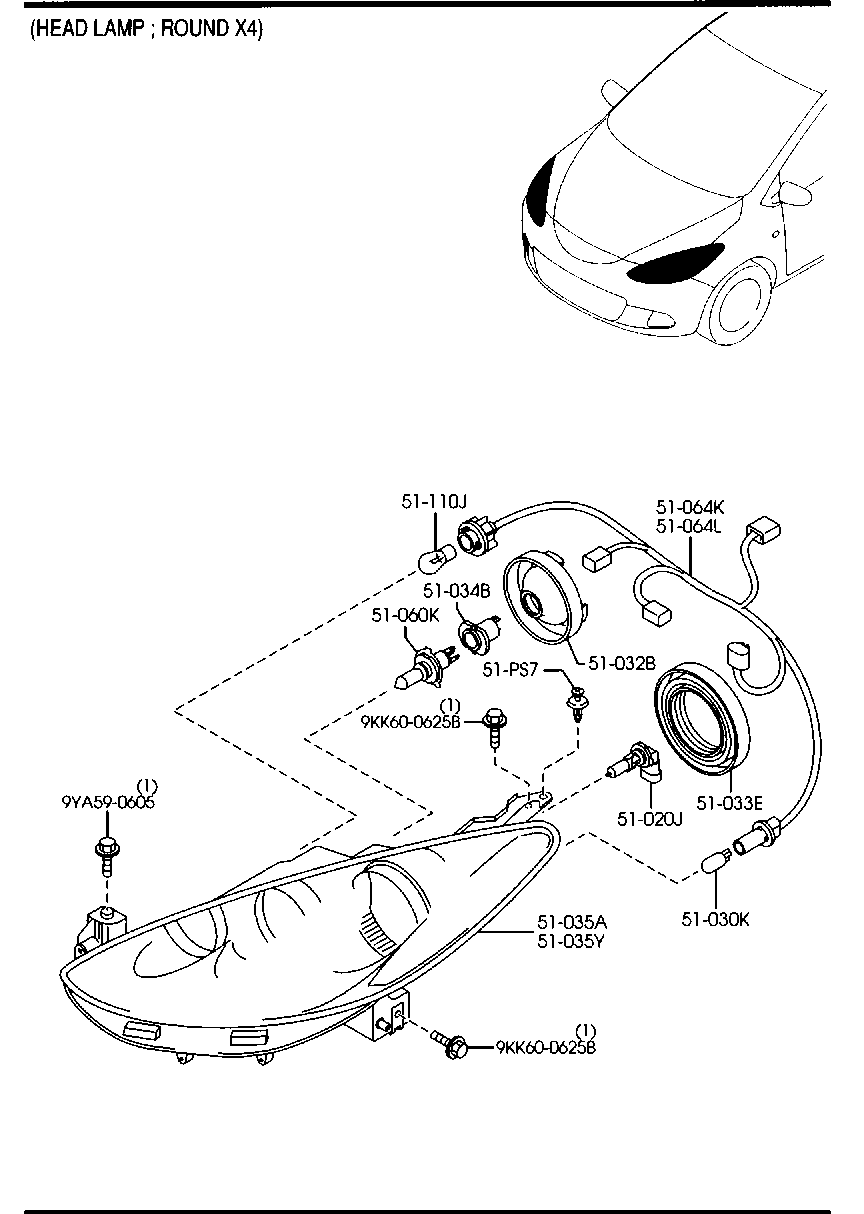 MAZDA DF71-51-0K0D - Основна фара autozip.com.ua