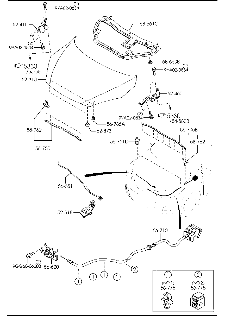 MAZDA GJ6A-56-786A - Буфер, капот autozip.com.ua