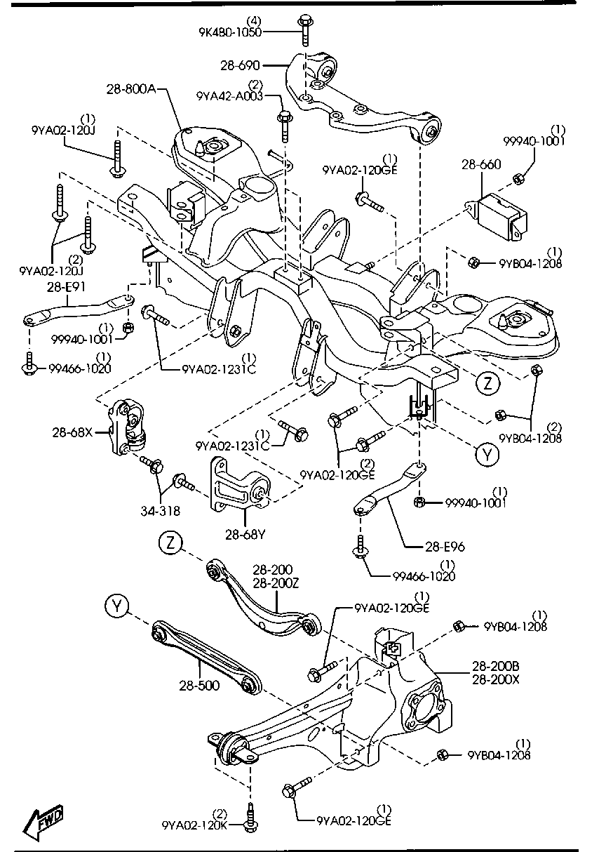 FORD 9YA02-120K - Затискача болт, що несе / направляючий шарнір autozip.com.ua