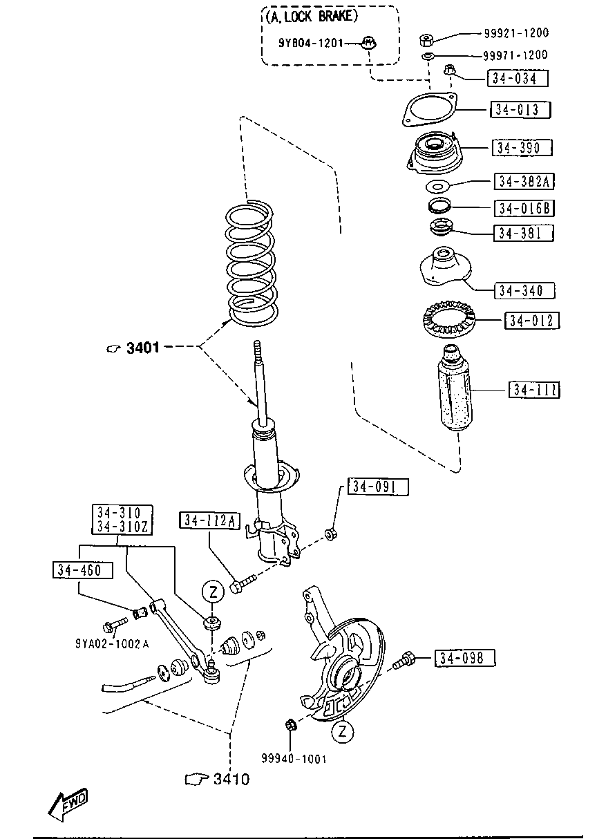 MAZDA D001-34-381 - Опора стійки амортизатора, подушка autozip.com.ua