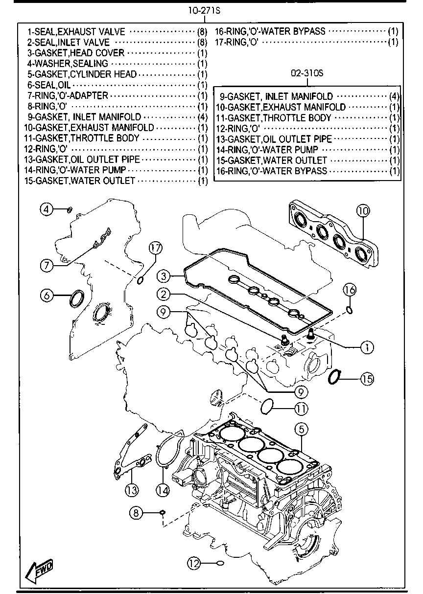 MAZDA 8LBY-10-271 - Комплект прокладок, двигун autozip.com.ua