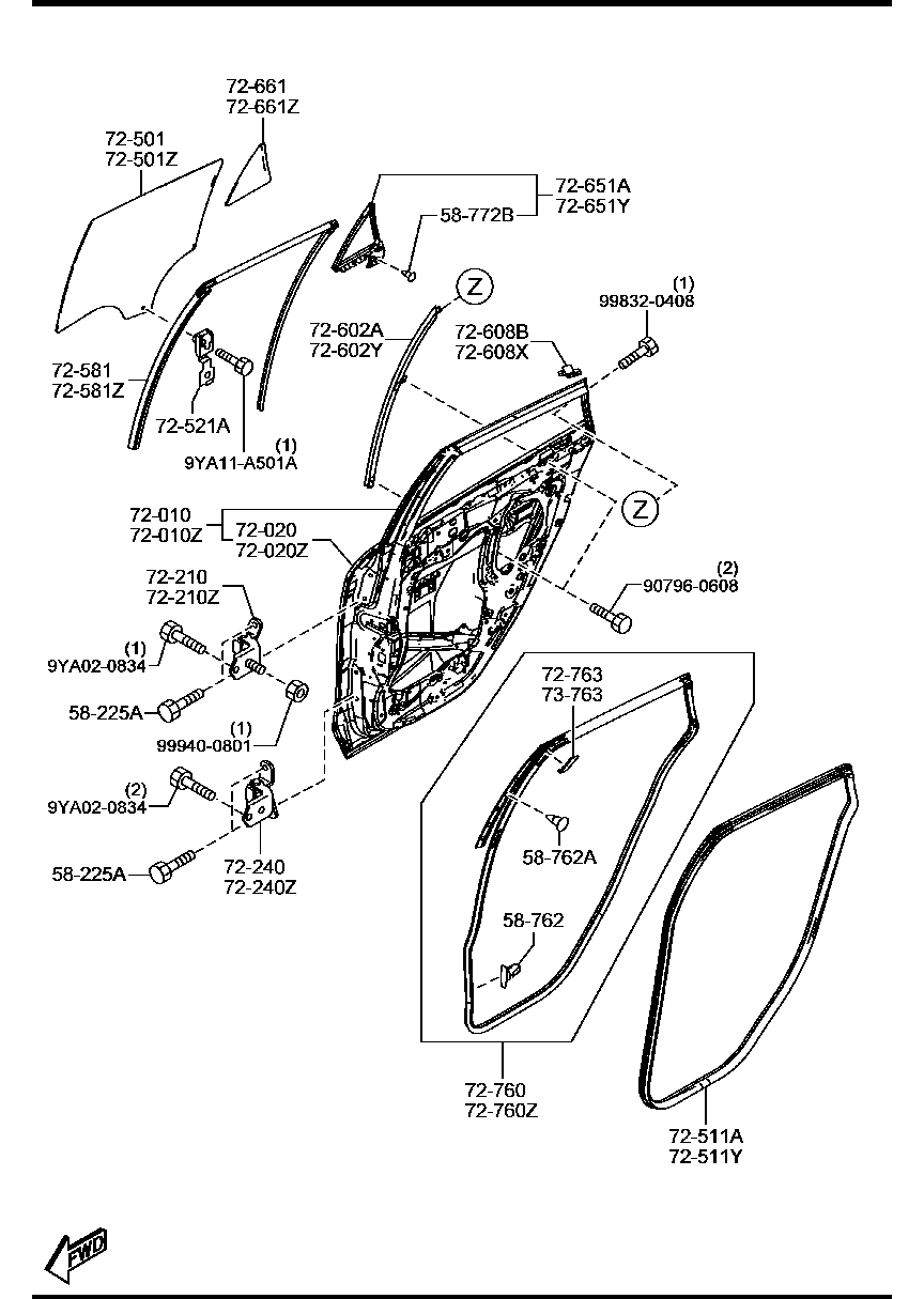 MAZDA BCW8 73 511 - Бокове вікно autozip.com.ua