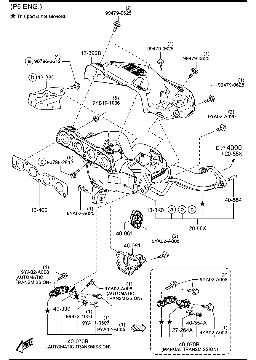 MAZDA P302-13-460 - Прокладка, випускний колектор autozip.com.ua