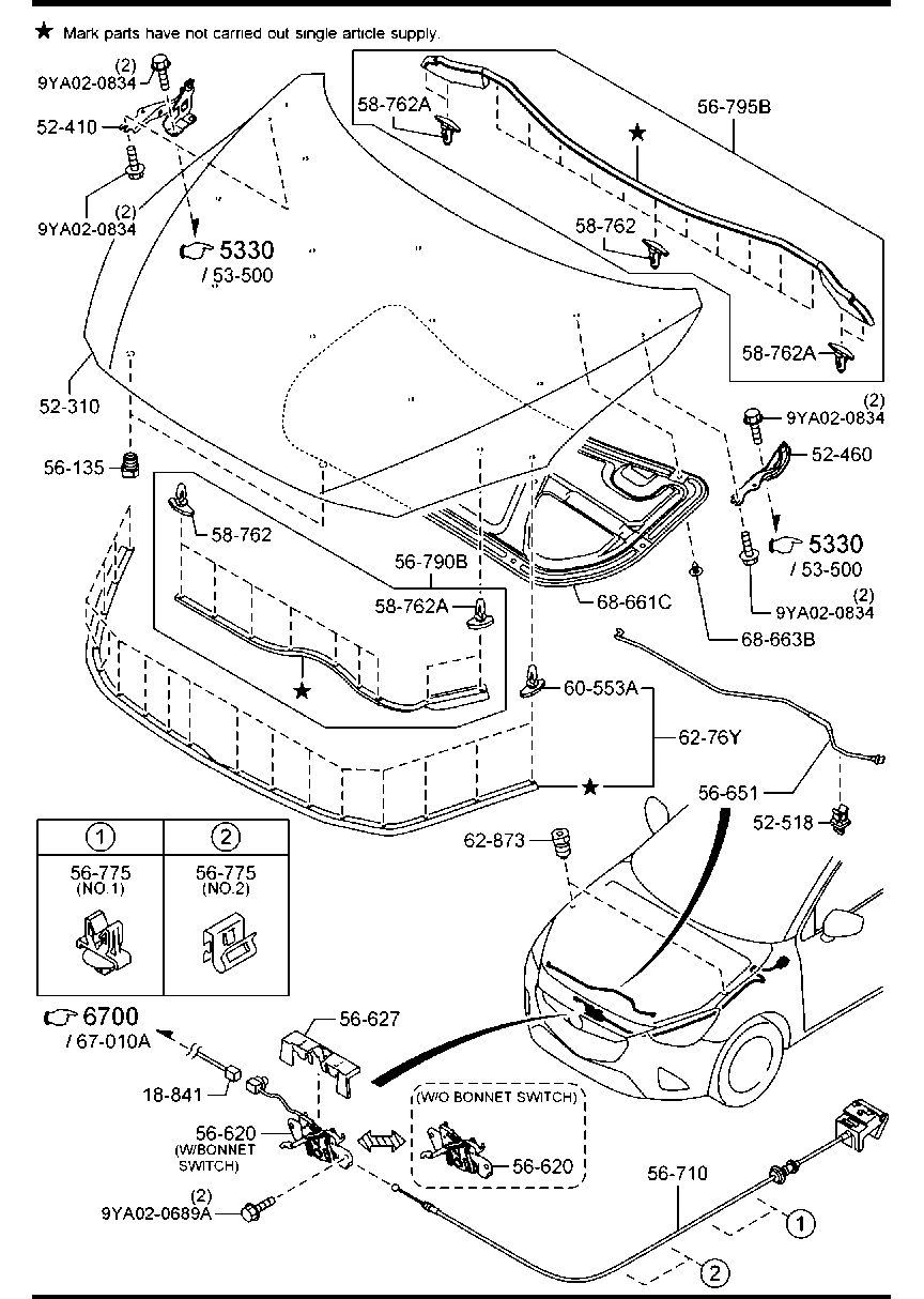 MAZDA DBY0-52-31XA - Капот двигуна autozip.com.ua