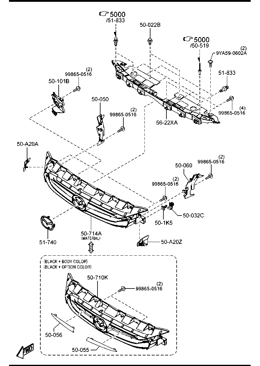 MAZDA DB5J-50-712 - Решітка радіатора autozip.com.ua