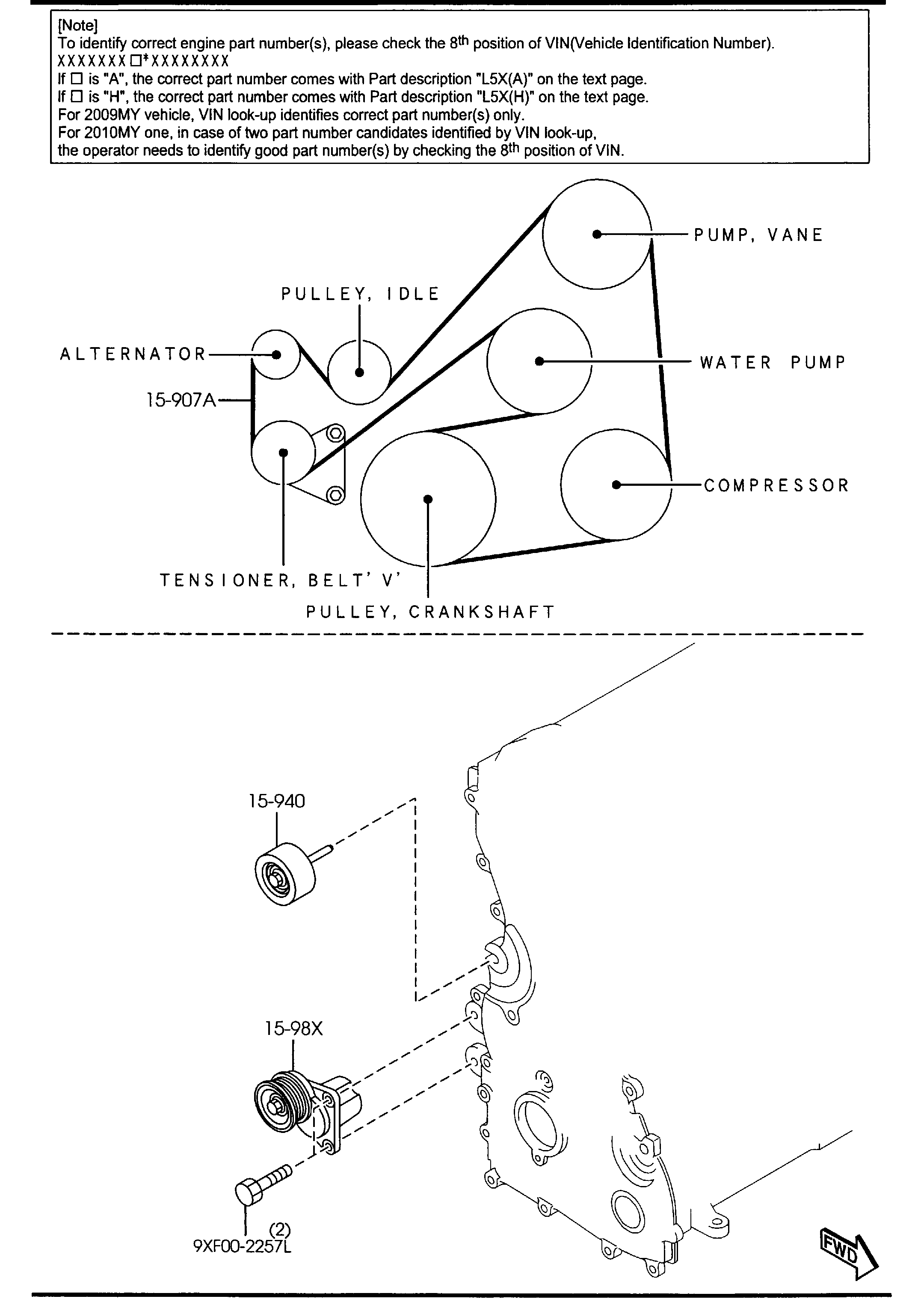 MAZDA L3P9-15-980B - Натягувач ременя, клинові зуб. autozip.com.ua