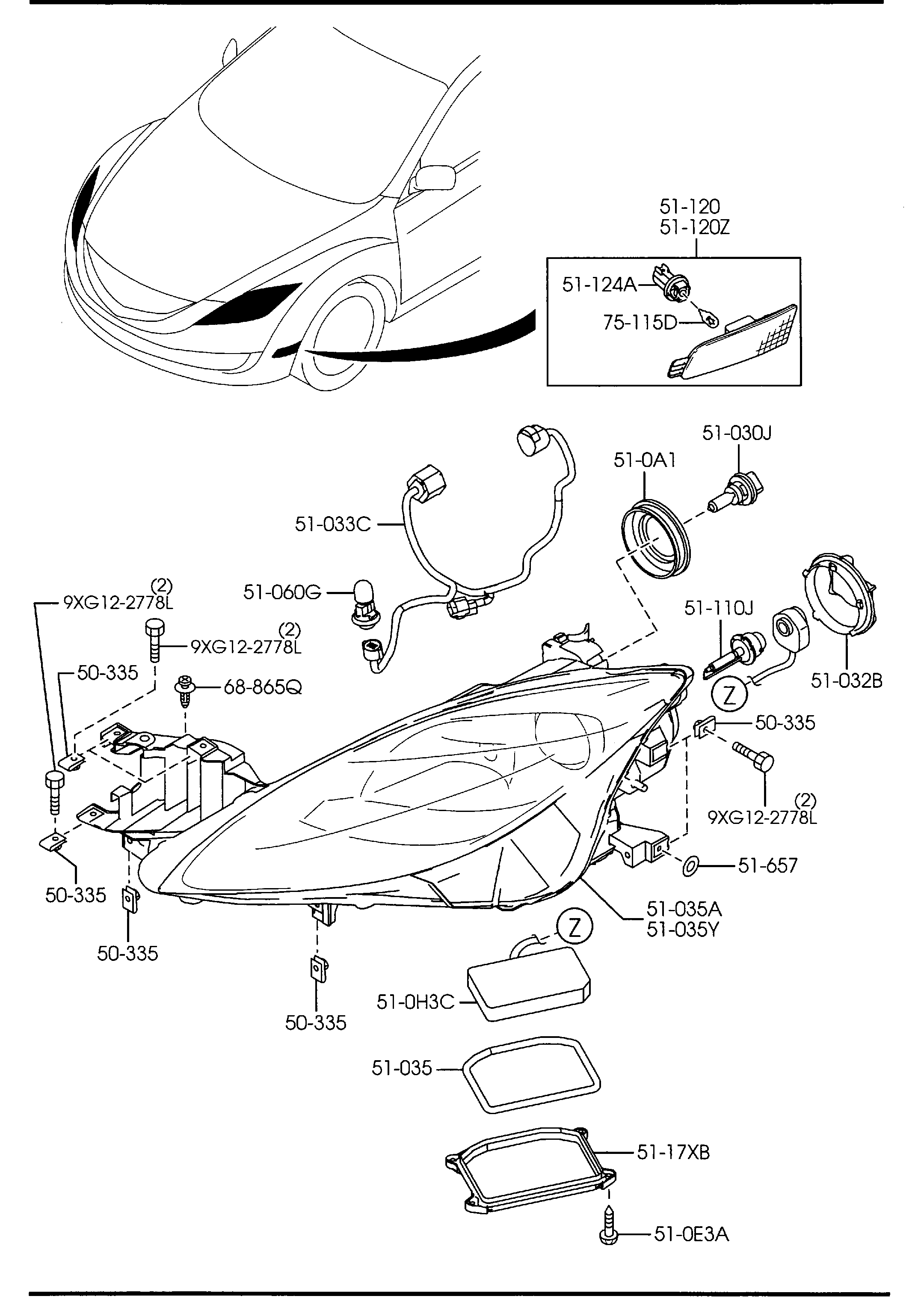 MAZDA 9070-37-550 - Лампа розжарювання, фара з авт. системою стабілізації autozip.com.ua