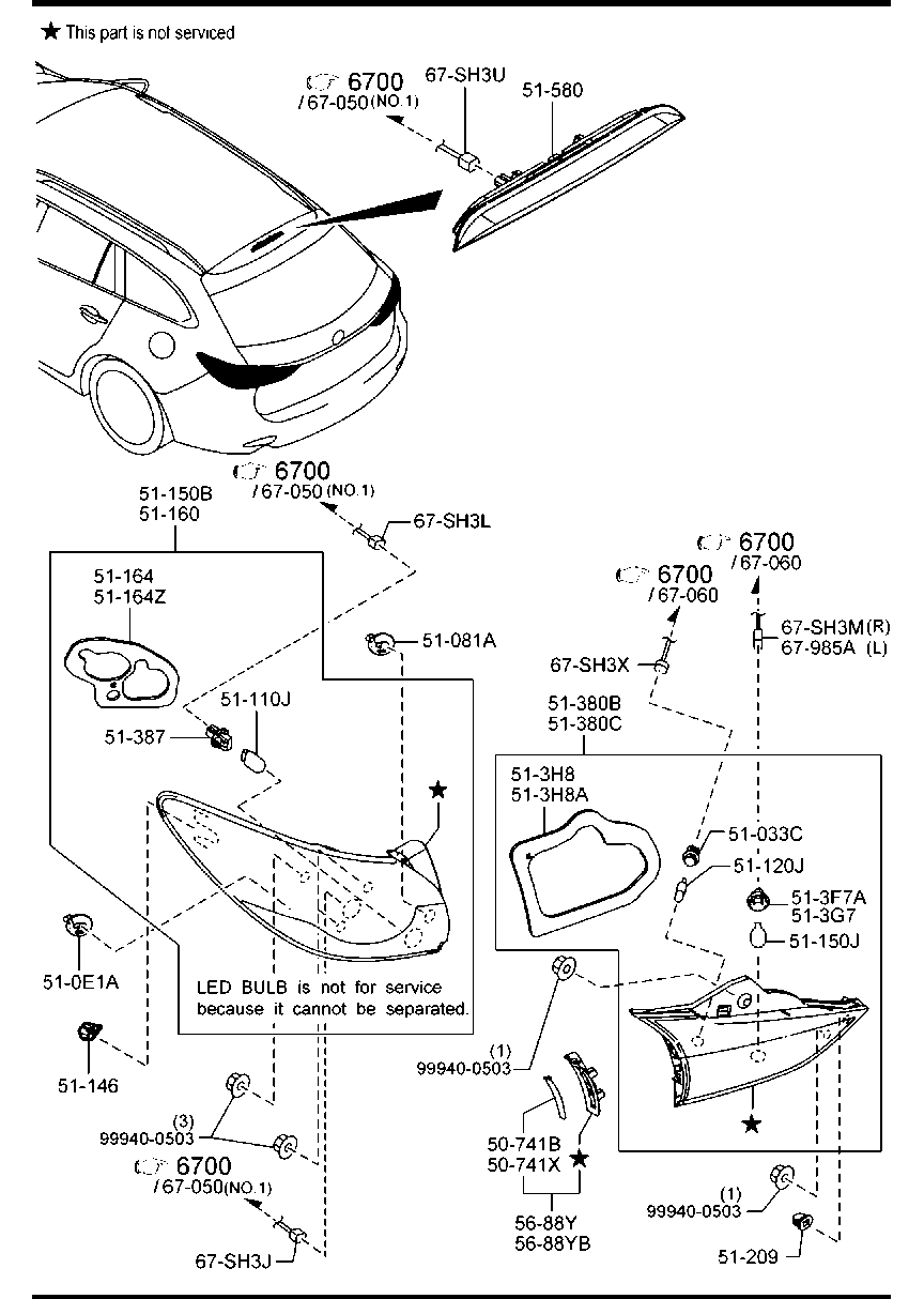 MAZDA GHP9-51-3F0B - Задній ліхтар autozip.com.ua