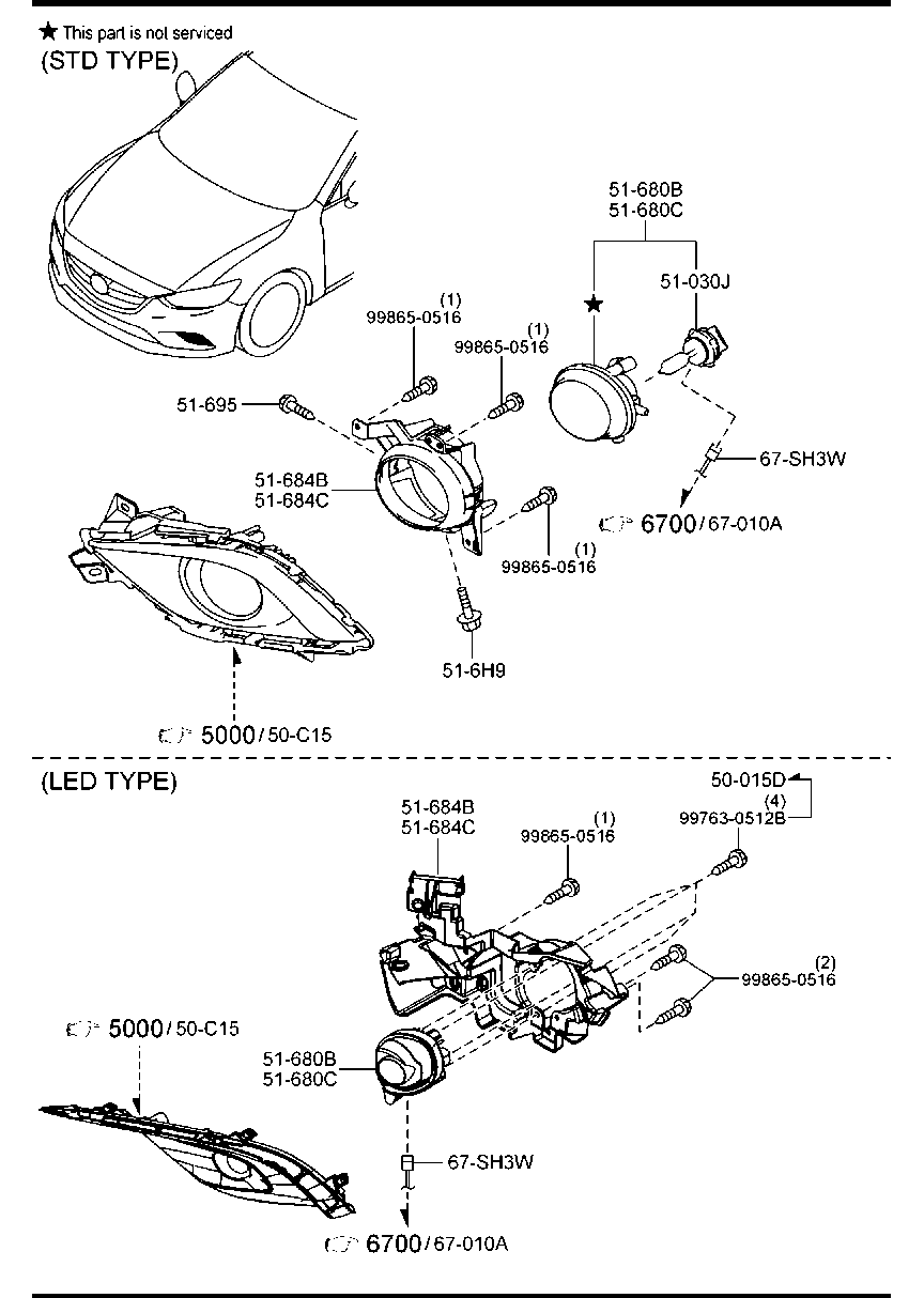 MAZDA B63B-51-690 - Противотуманная фара autozip.com.ua