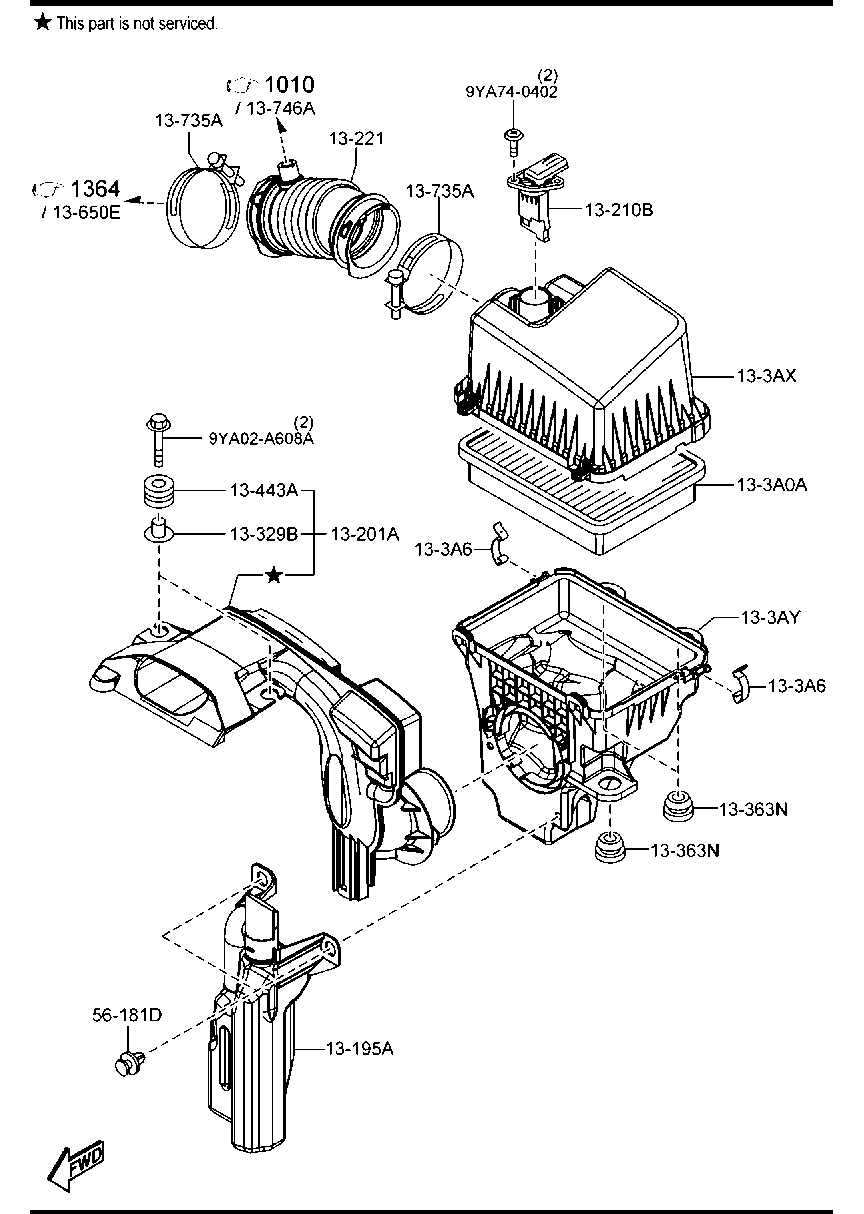 MAZDA P501-13-3A0 - Повітряний фільтр autozip.com.ua