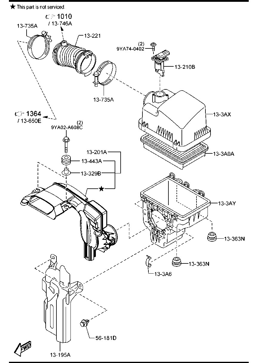 MAZDA PEAR-13-3A0 - Повітряний фільтр autozip.com.ua