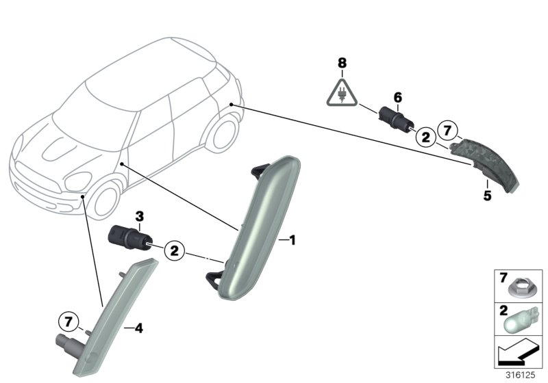 Mini 63139802569 - Бічний ліхтар, покажчик повороту autozip.com.ua