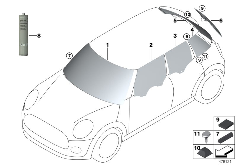 Mini 51317061285 - Пружинний затиск, монтаж скла autozip.com.ua