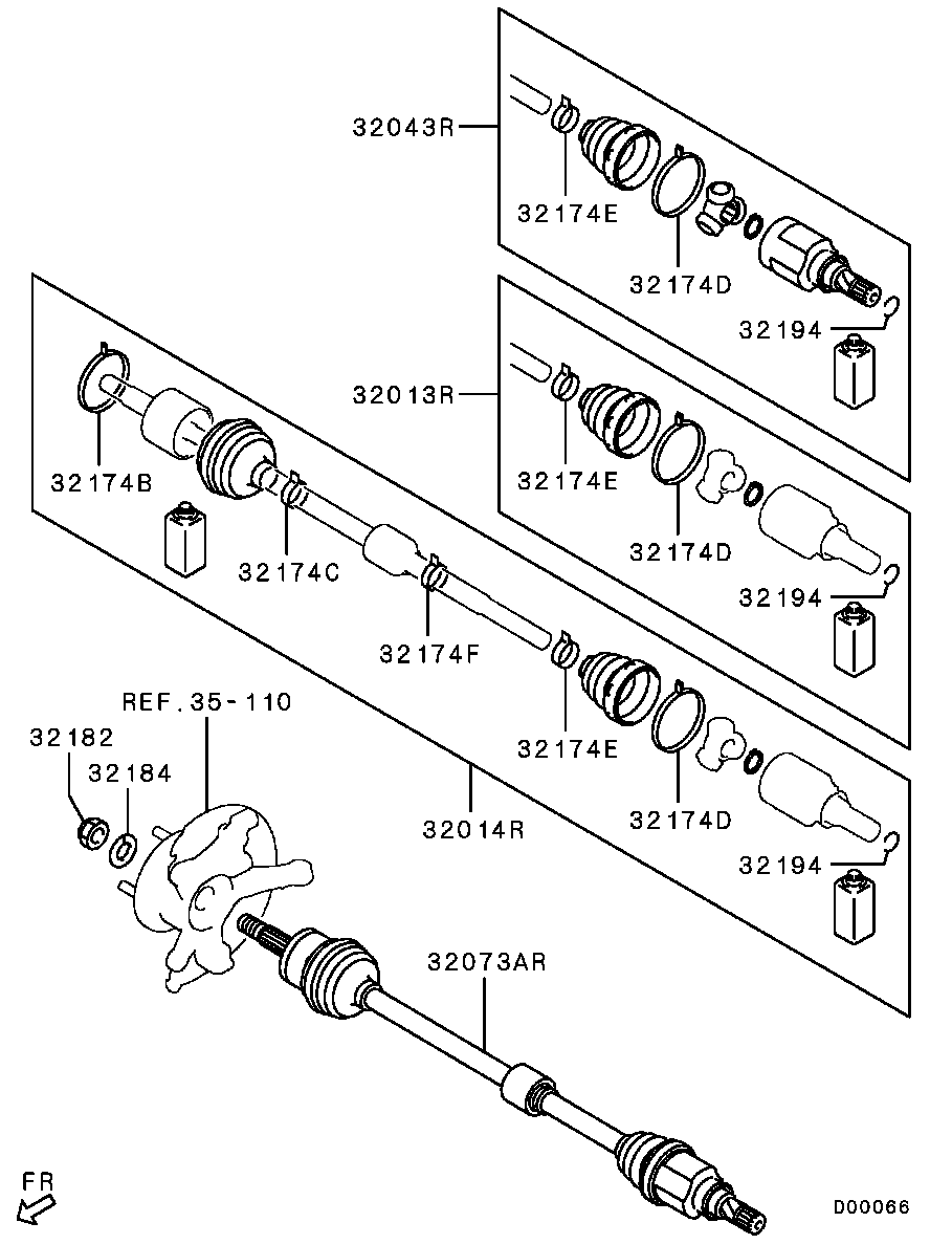 Mitsubishi MR582022 - Шарнірний комплект, ШРУС, приводний вал autozip.com.ua