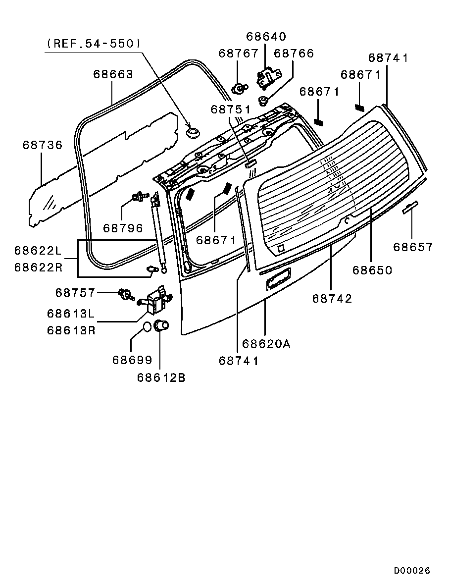 Mitsubishi 5802A023 - Газова пружина, кришка багажник autozip.com.ua