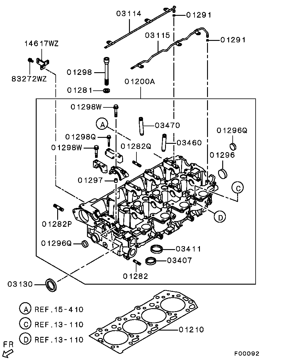 Mitsubishi 1005B453 - Головка циліндра autozip.com.ua