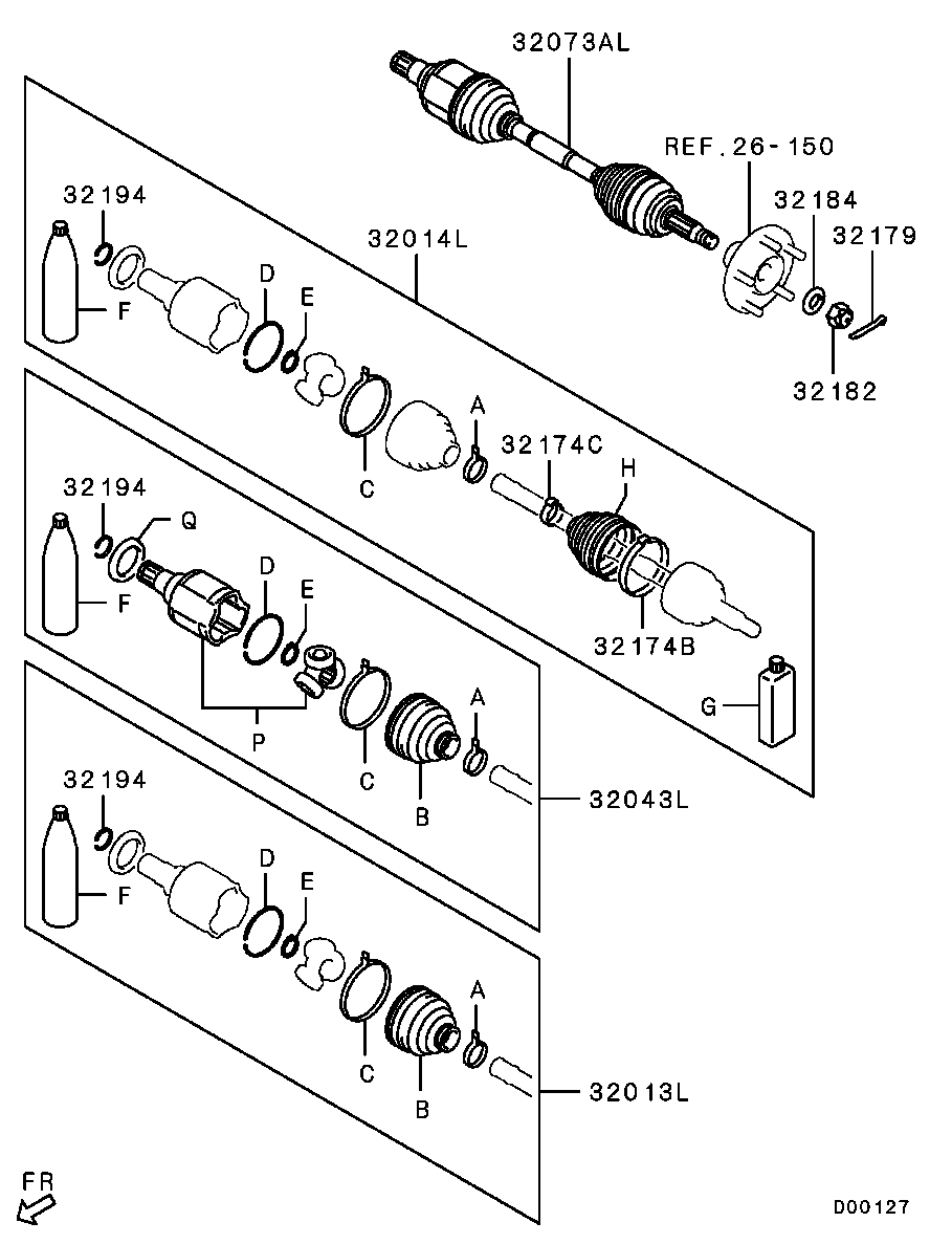 Mitsubishi 3815A215 - Шарнірний комплект, ШРУС, приводний вал autozip.com.ua