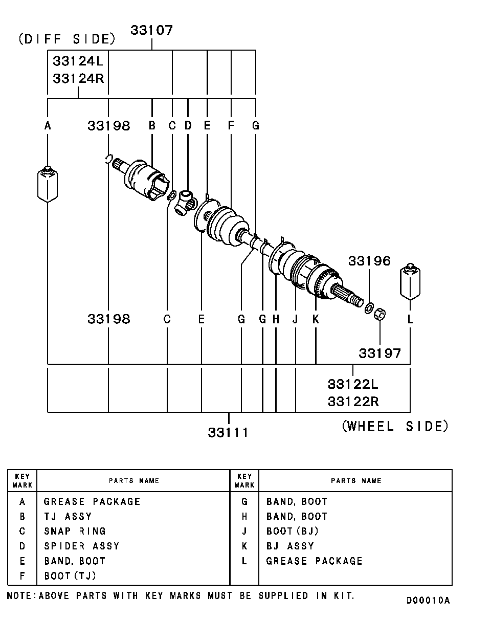 Mitsubishi MN156836 - Шарнірний комплект, ШРУС, приводний вал autozip.com.ua