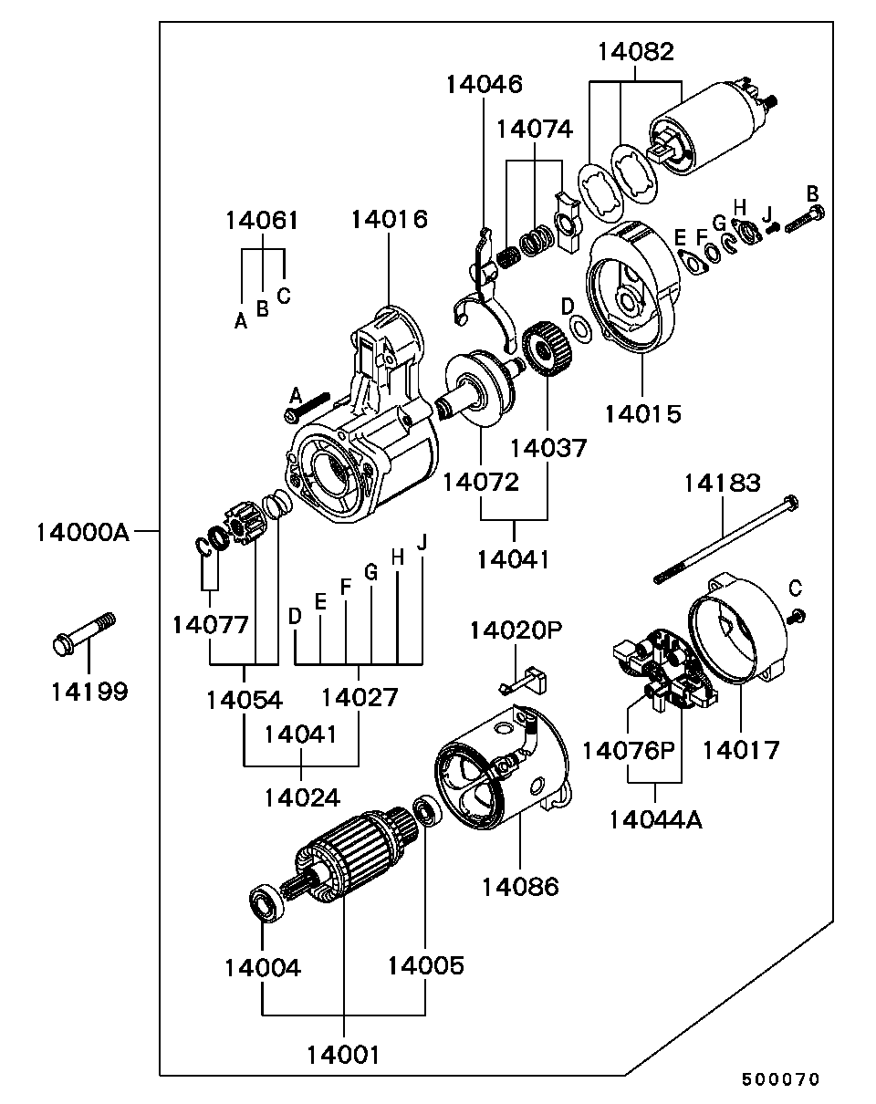 Mitsubishi MD611010 - Тягове реле, стартер autozip.com.ua