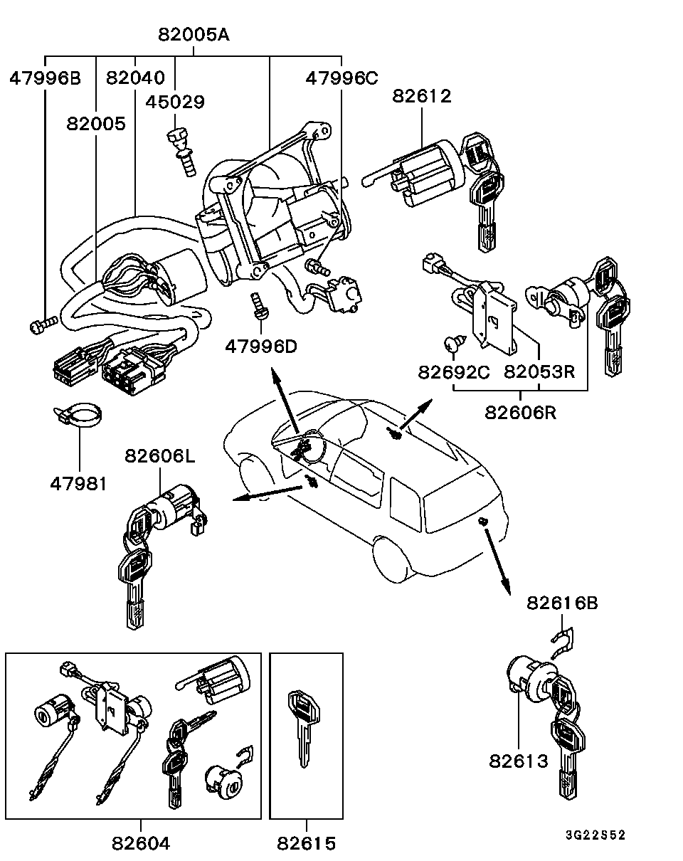 Mitsubishi MB629662 - Перемикач запалювання autozip.com.ua