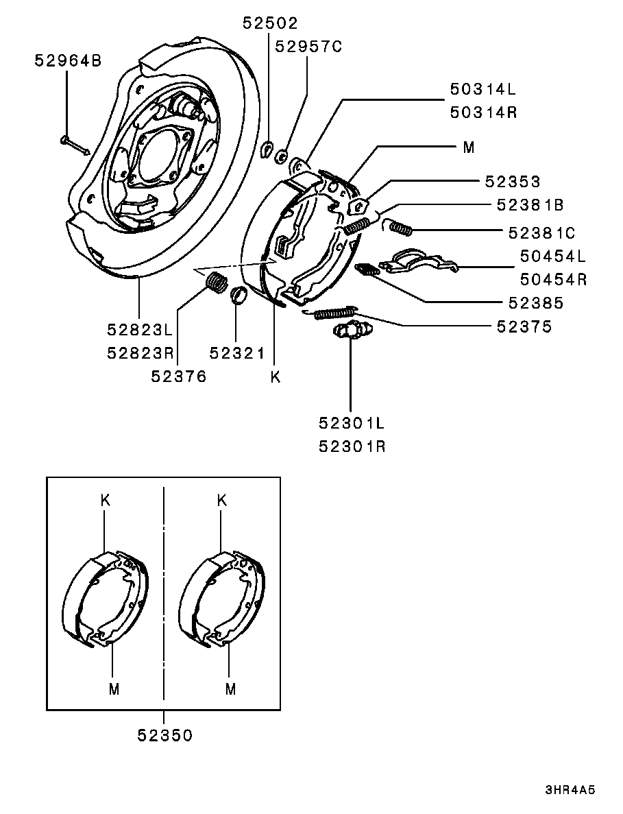 Mitsubishi MB950211 - Комплект гальм, ручник, парковка autozip.com.ua