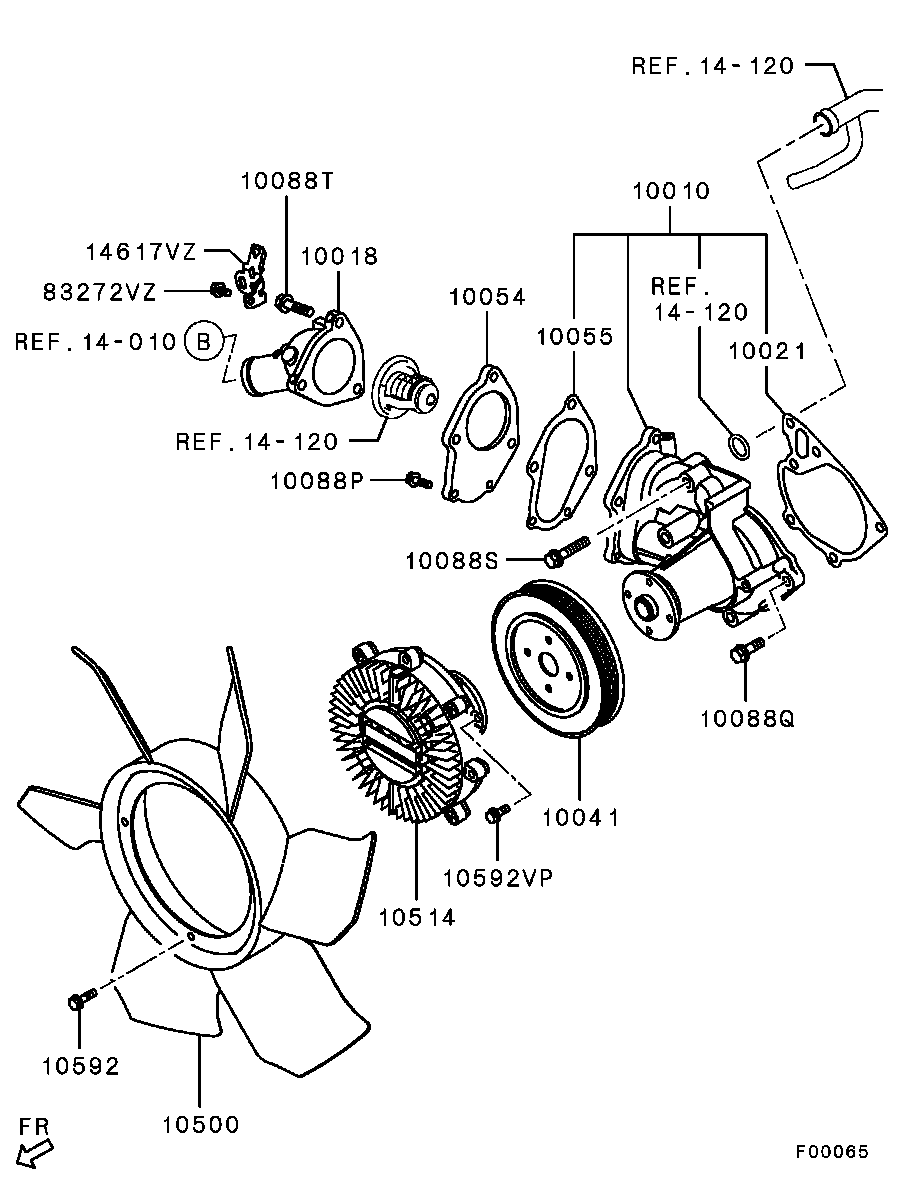 Mitsubishi 1300A045 - Водяний насос autozip.com.ua